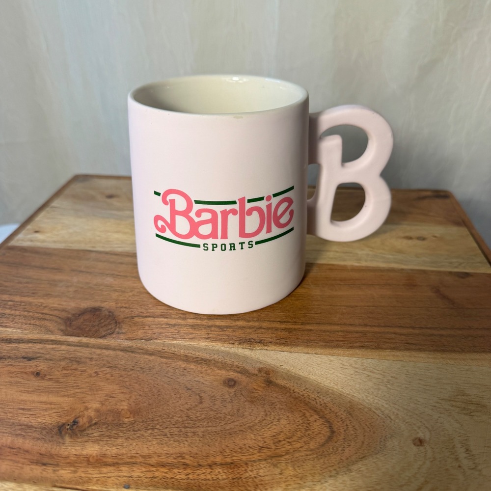 Barbie Sports Coffee‎ Mug Women One Size Pink Tennis B-Handle Stoneware 2023